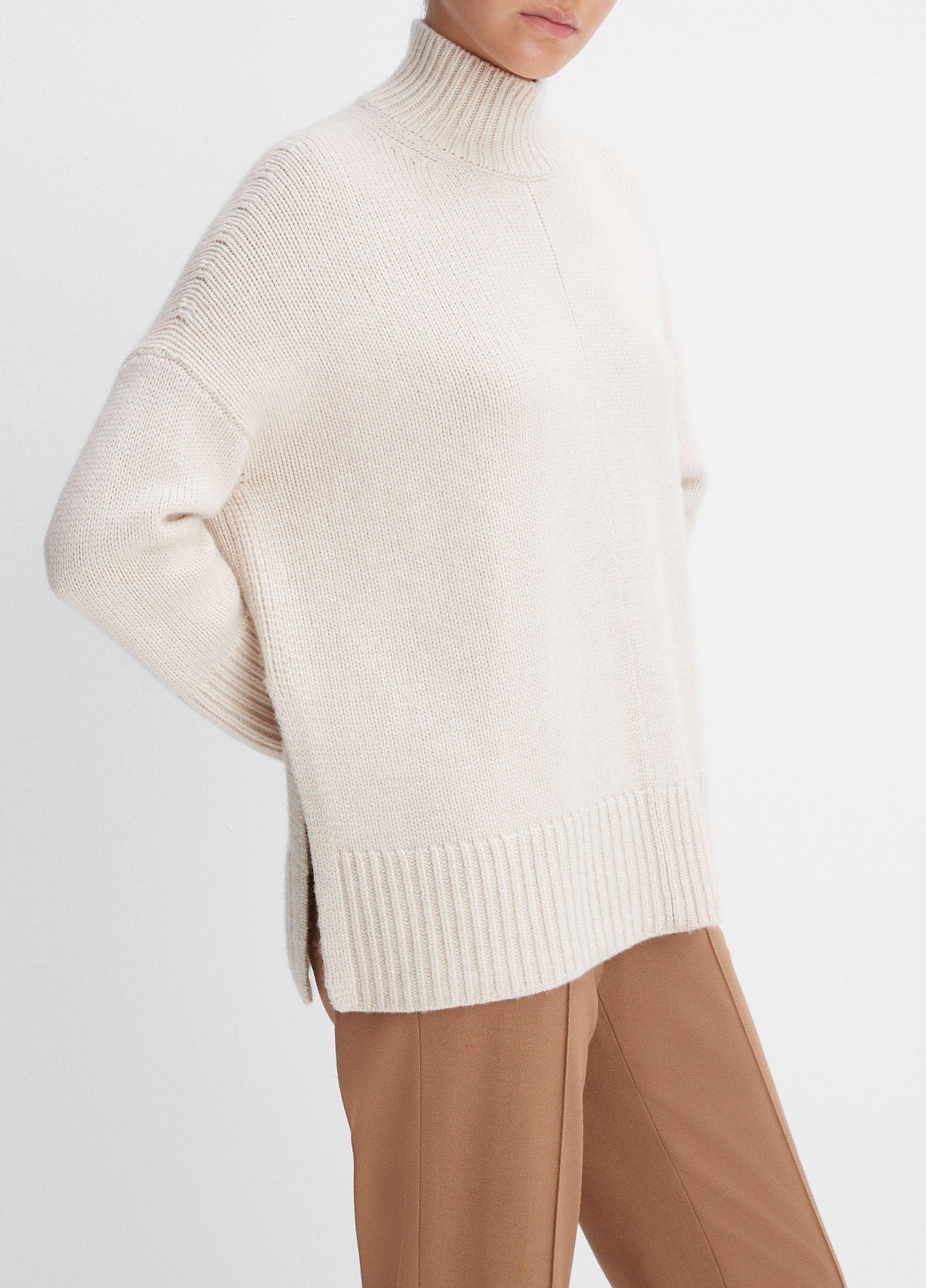 Wool and Cashmere Trapeze Turtleneck Sweater in Sweaters | Vince
