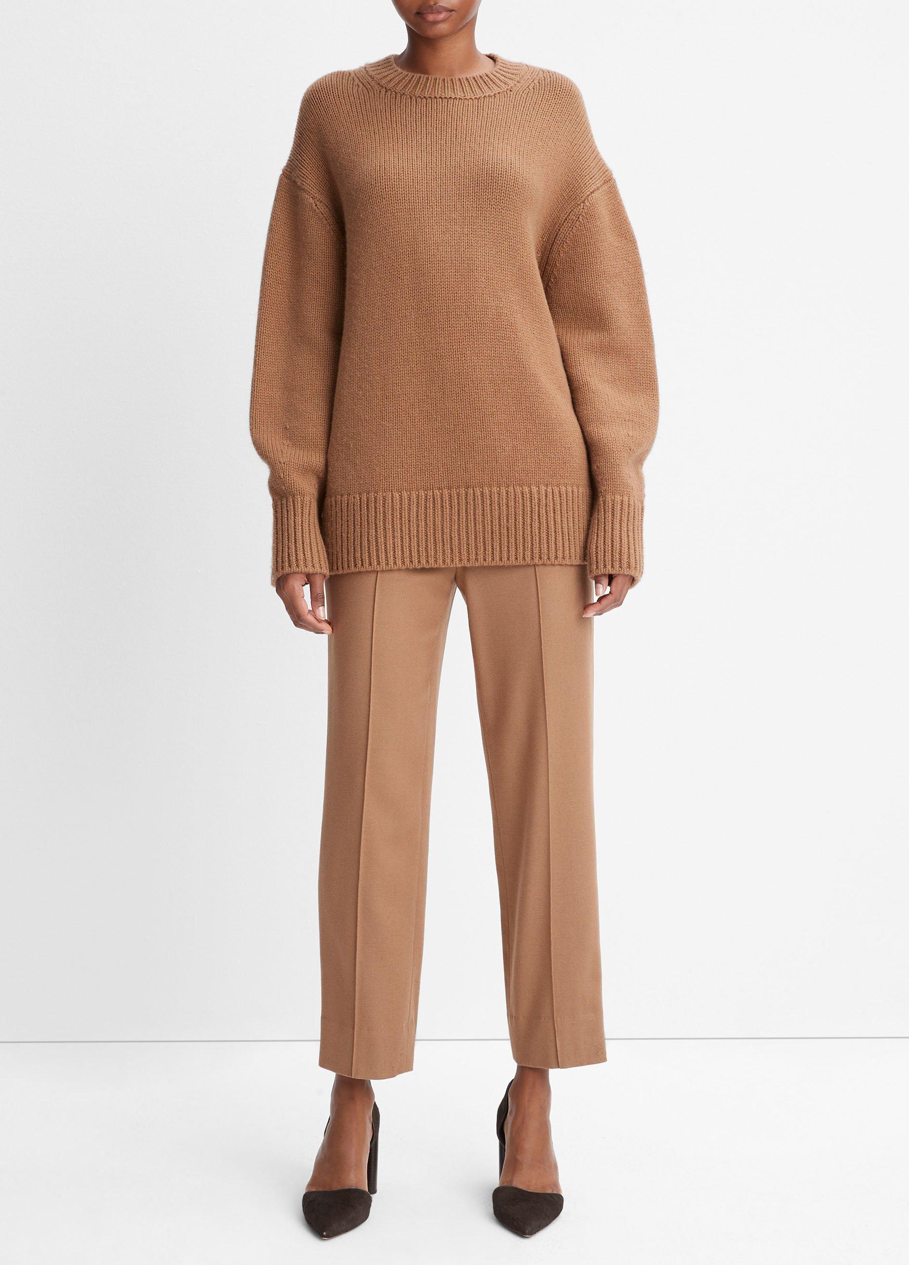 빈스 Vince Wool and Cashmere Boyfriend Crew Neck Sweater,MINK