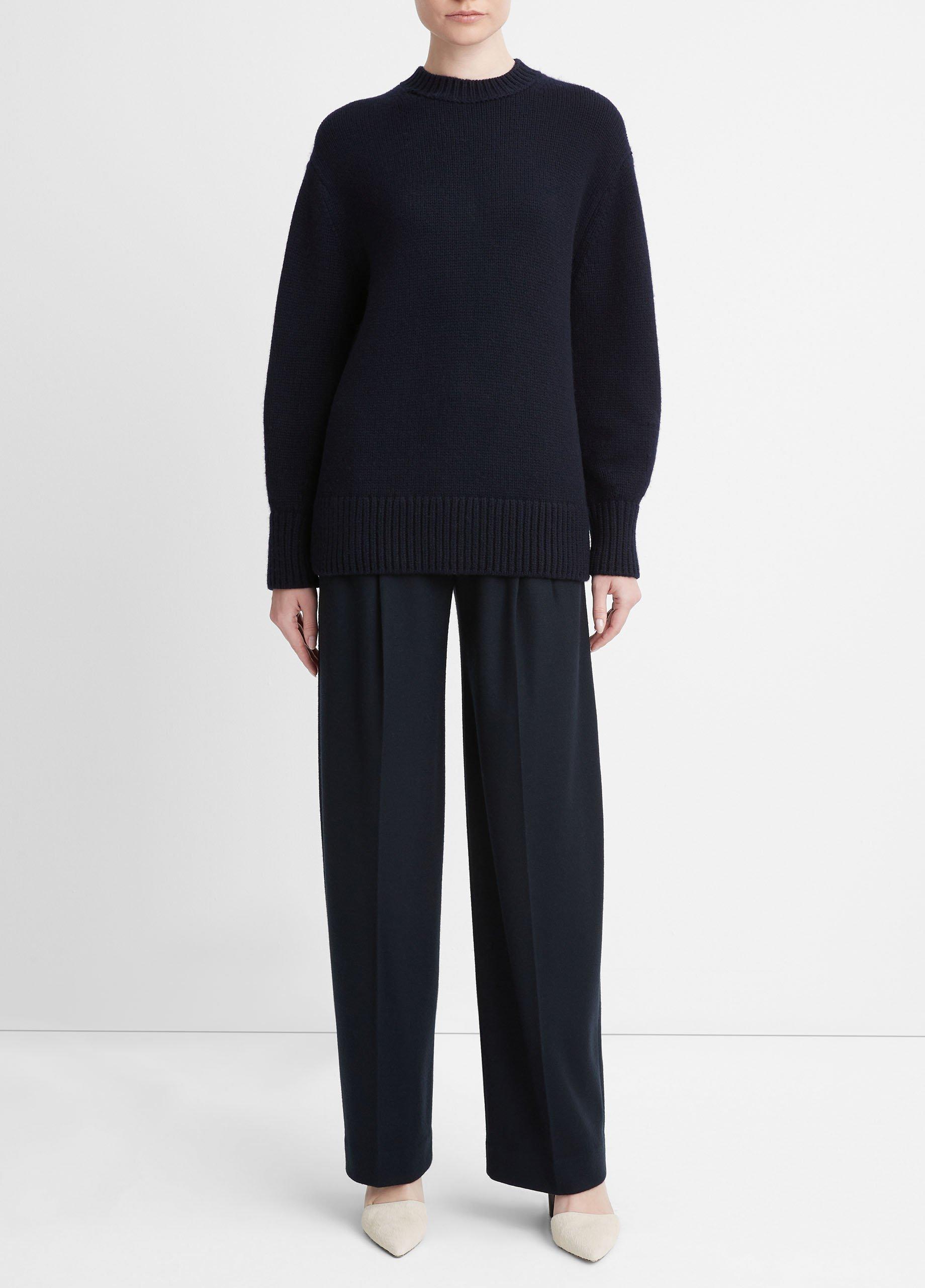 빈스 Vince Wool and Cashmere Boyfriend Crew Neck Sweater,COASTAL BLUE