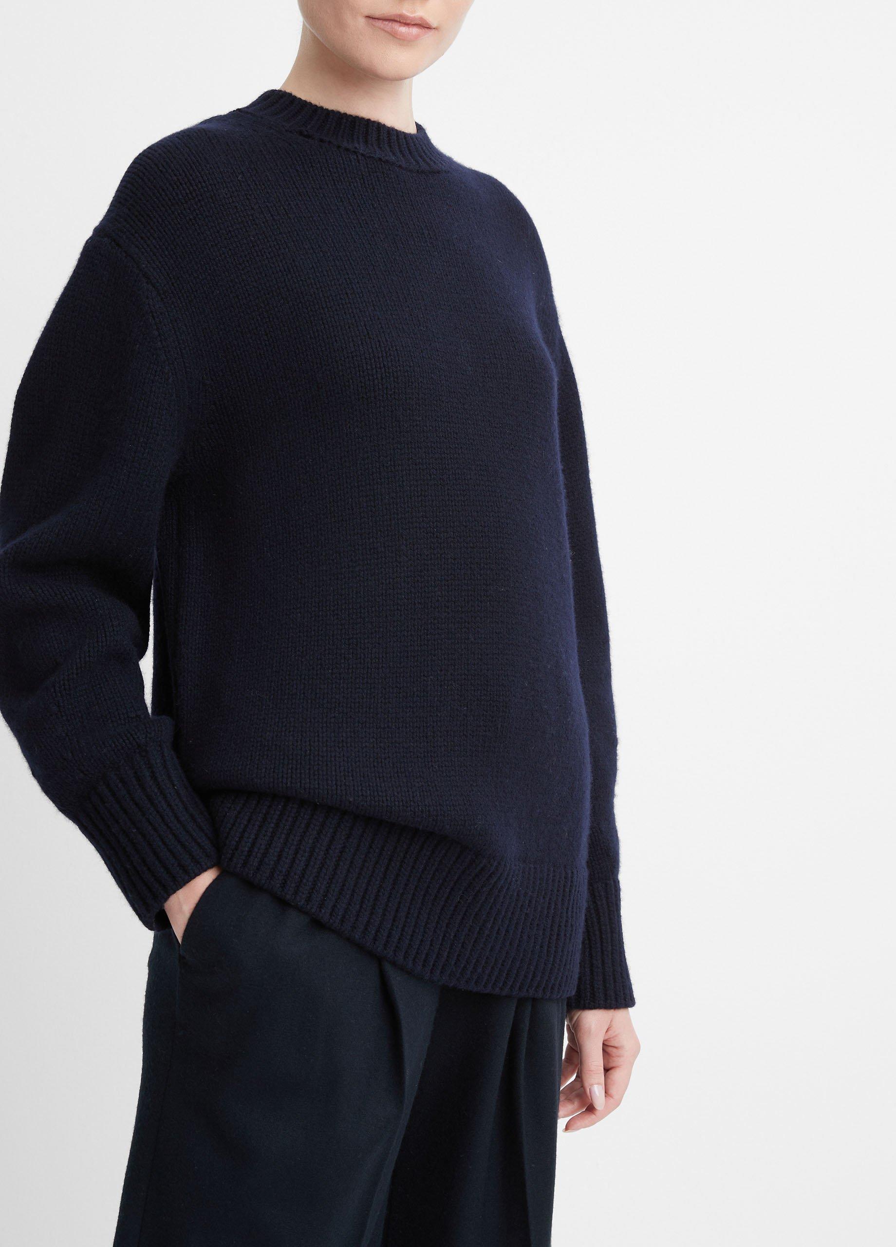 Wool and Cashmere Boyfriend Crew Neck Sweater