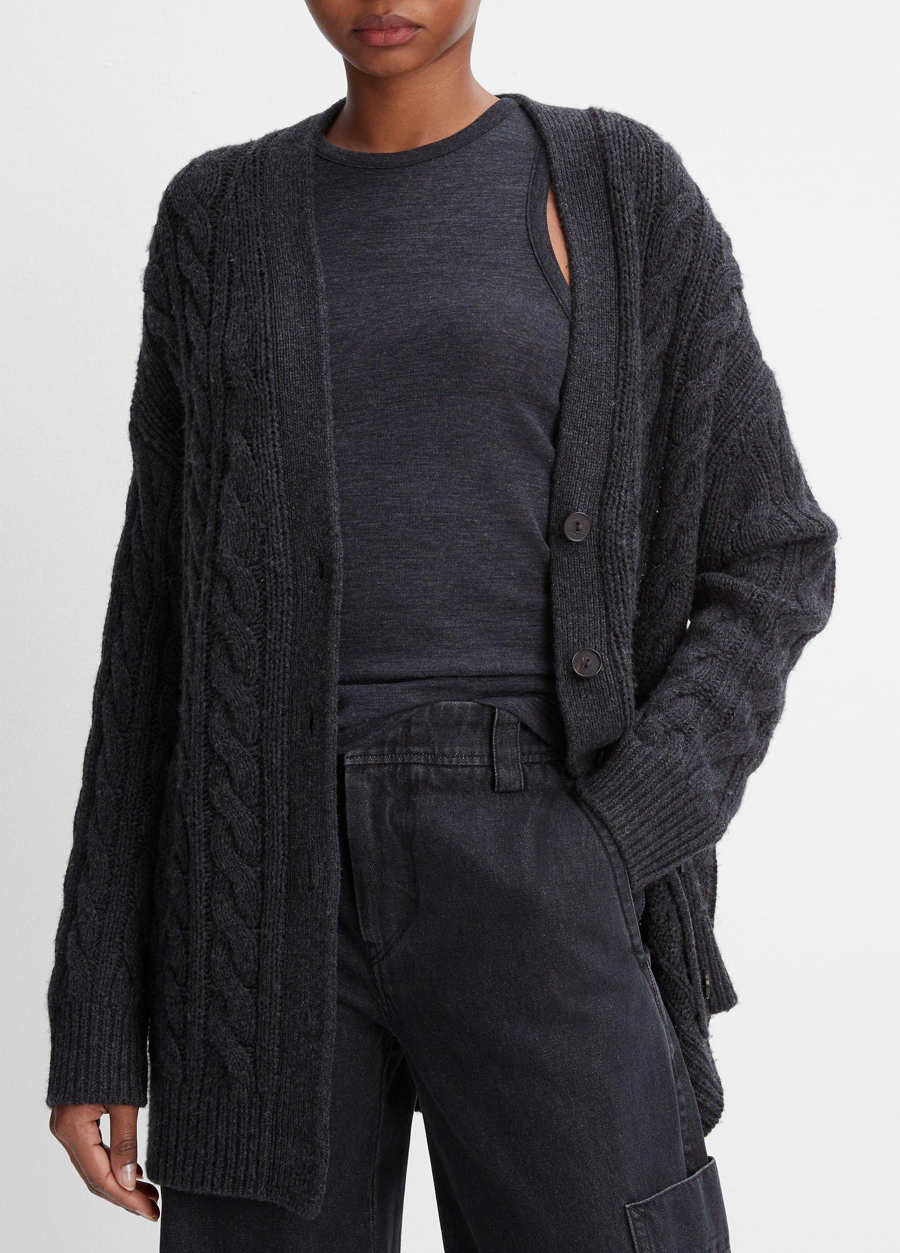 Wool and Cashmere Oversized Twisted Cable Cardigan in Cardigans