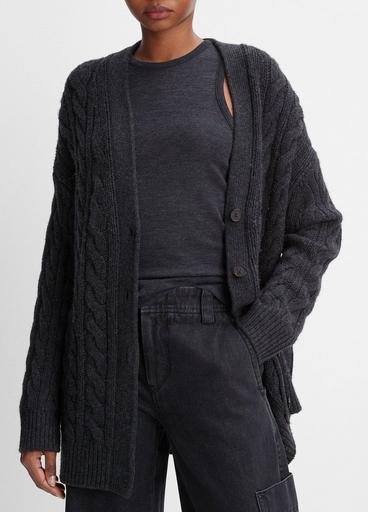 Wool and Cashmere Oversized Twisted Cable Cardigan image number 1