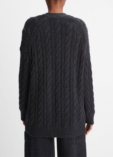 Wool and Cashmere Oversized Twisted Cable Cardigan image number 3