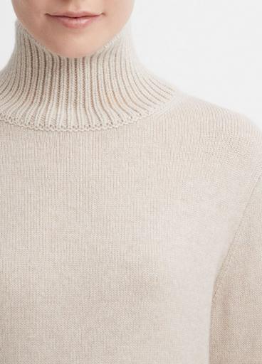 Mixed-Gauge Wool-Cashmere Turtleneck Tunic Sweater in Sweaters | Vince