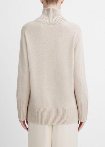 Mixed-Gauge Wool-Cashmere Turtleneck Tunic Sweater image number 3