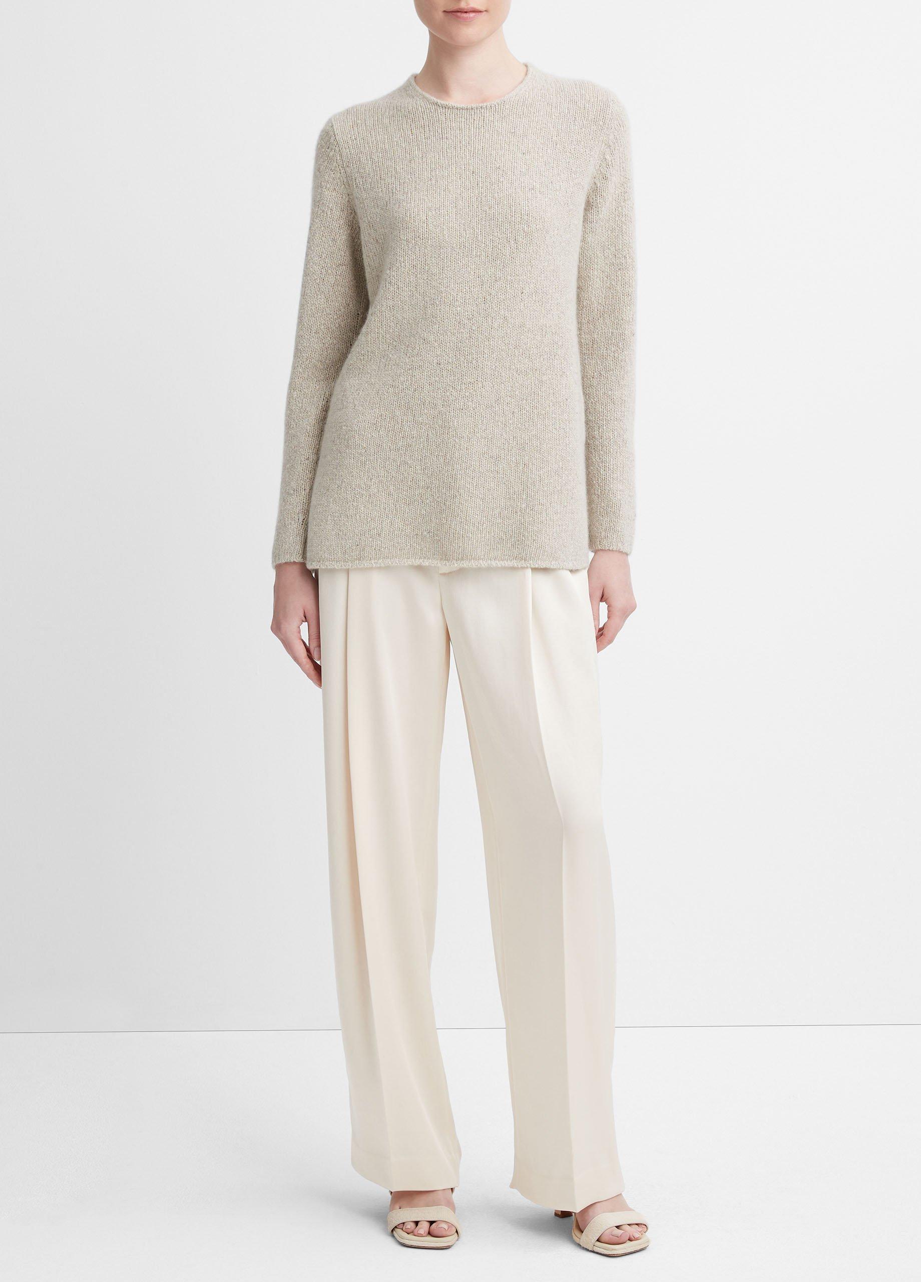 빈스 Vince Cashmere Clean-Trim Tunic Sweater,BISCUIT