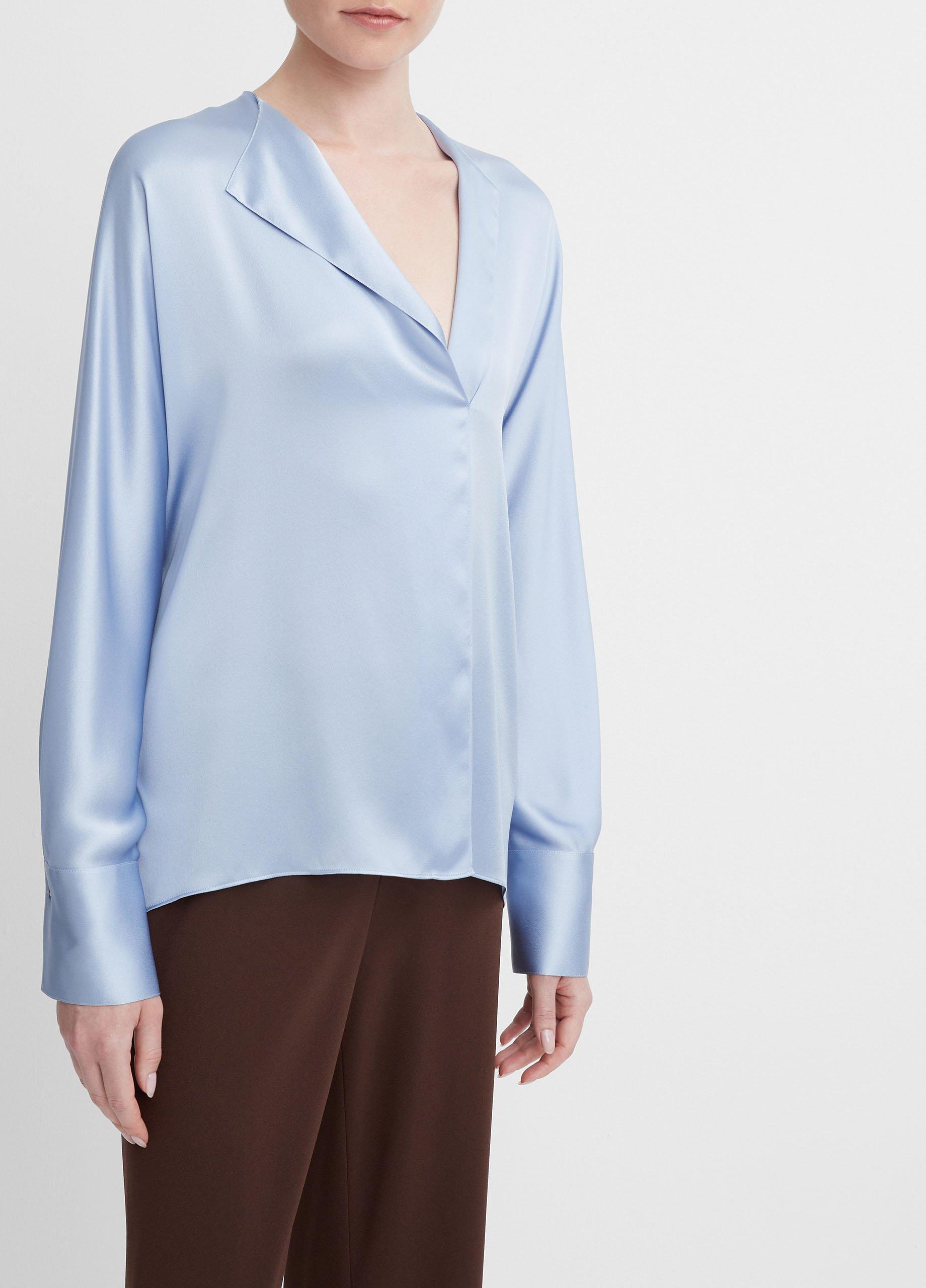 Silk Dolman-Sleeve Draped Blouse in Shirts & Tees | Vince