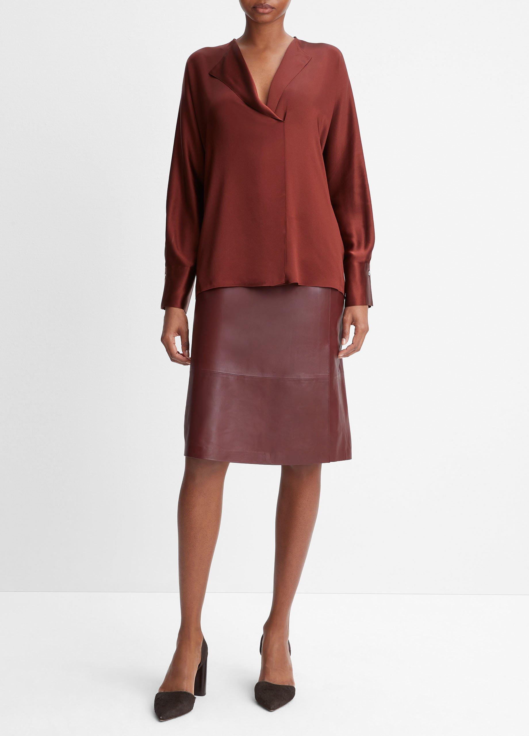 빈스 Vince Silk Dolman-Sleeve Draped Blouse,CINNAMON STICK