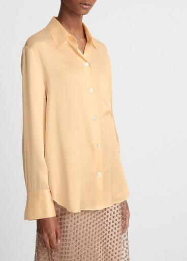 Silk Relaxed Chest-Pocket Blouse image number 2
