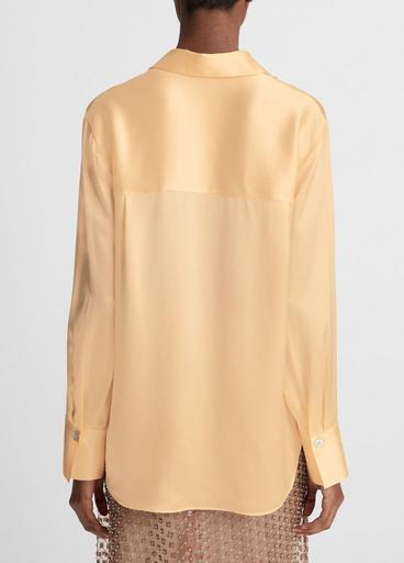 Silk Relaxed Chest-Pocket Blouse image number 3