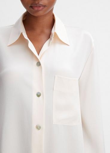 Silk Relaxed Chest-Pocket Blouse image number 1