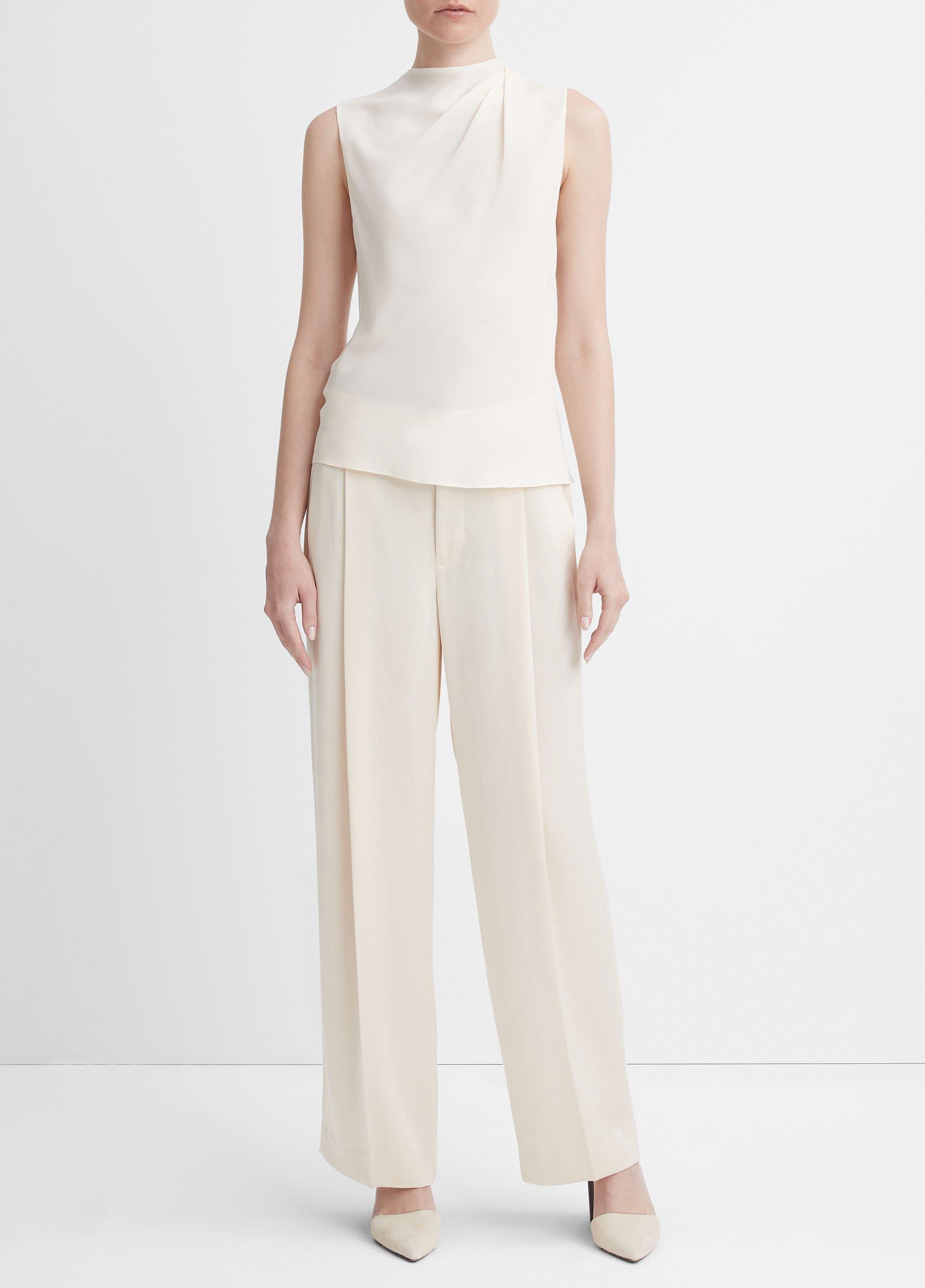 Stretch-Silk Draped Sleeveless Blouse image number 0