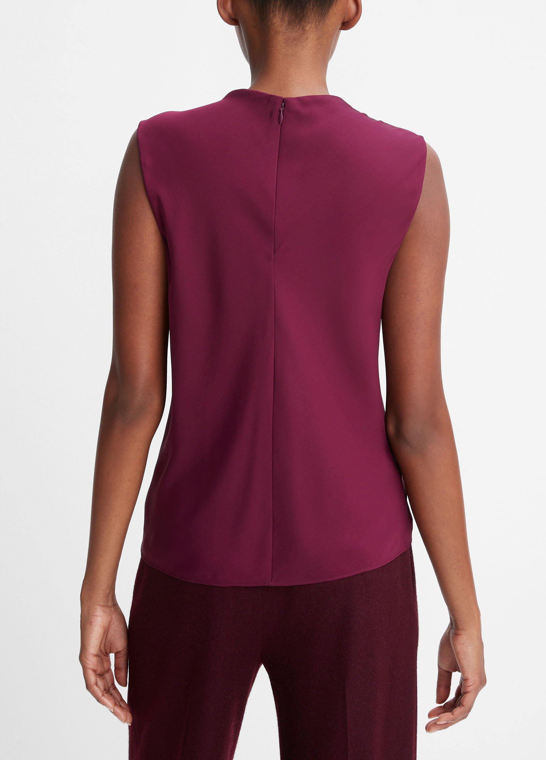 Vince Sleeveless Draped Stretch Silk Blouse