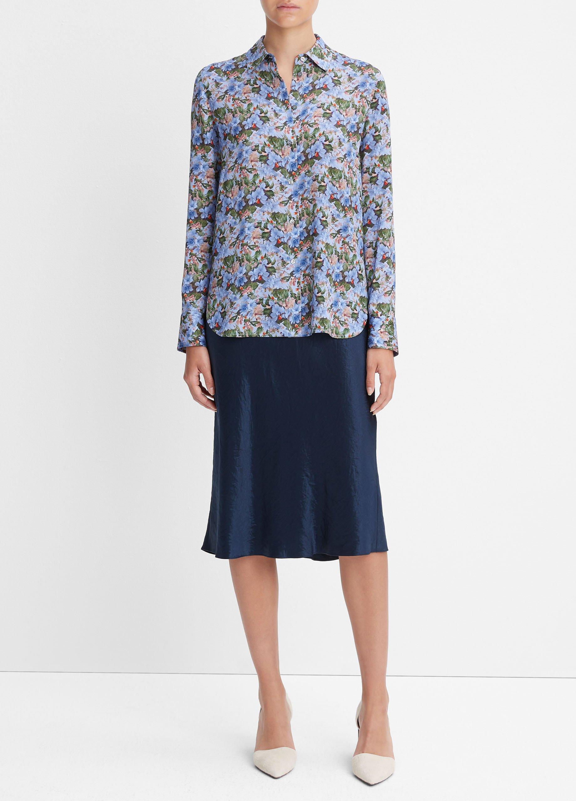 Wild Primrose Stretch-Silk Slim-Fit Blouse image number 0