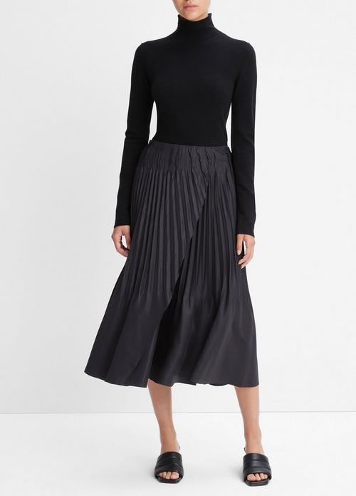Pintuck-Pleated Pull-On Skirt