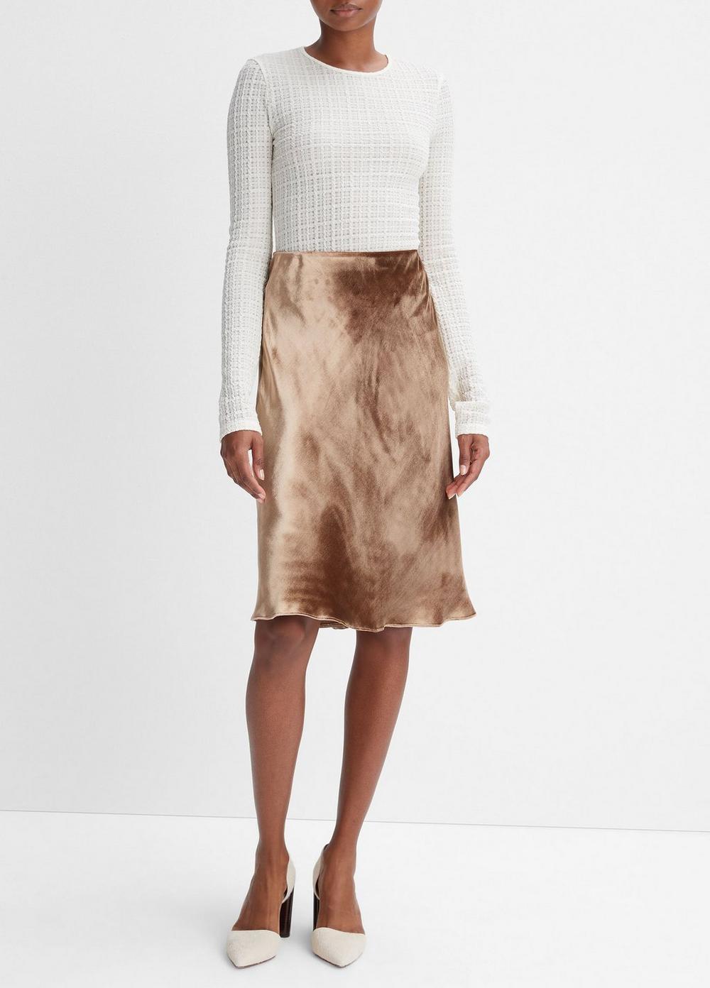 Velvet Slip Skirt, Gold Shadow, Size M Vince