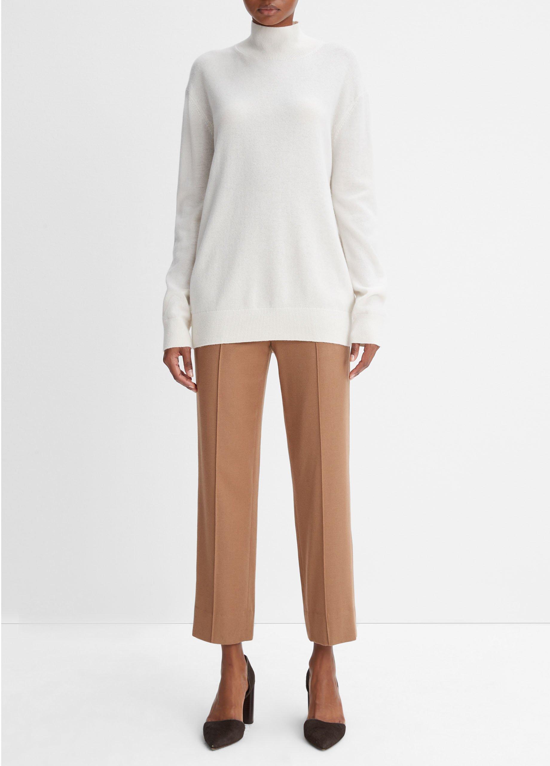 빈스 Vince Cashmere Weekend Turtleneck Sweater,OFF WHITE