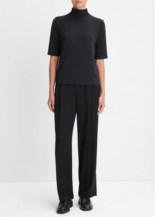 Relaxed Elbow-Sleeve Mock Neck T-Shirt