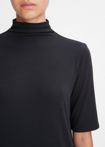 Relaxed Elbow-Sleeve Mock Neck T-Shirt image number 1
