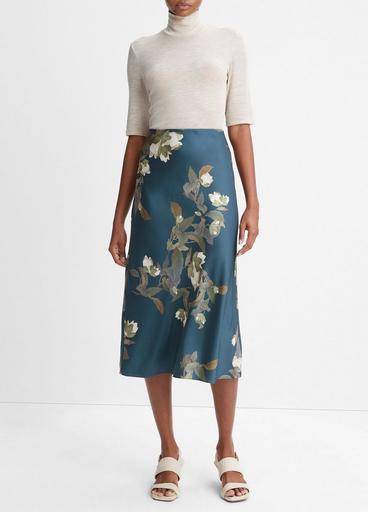 Camellia Branch Satin Slip Skirt image number 0