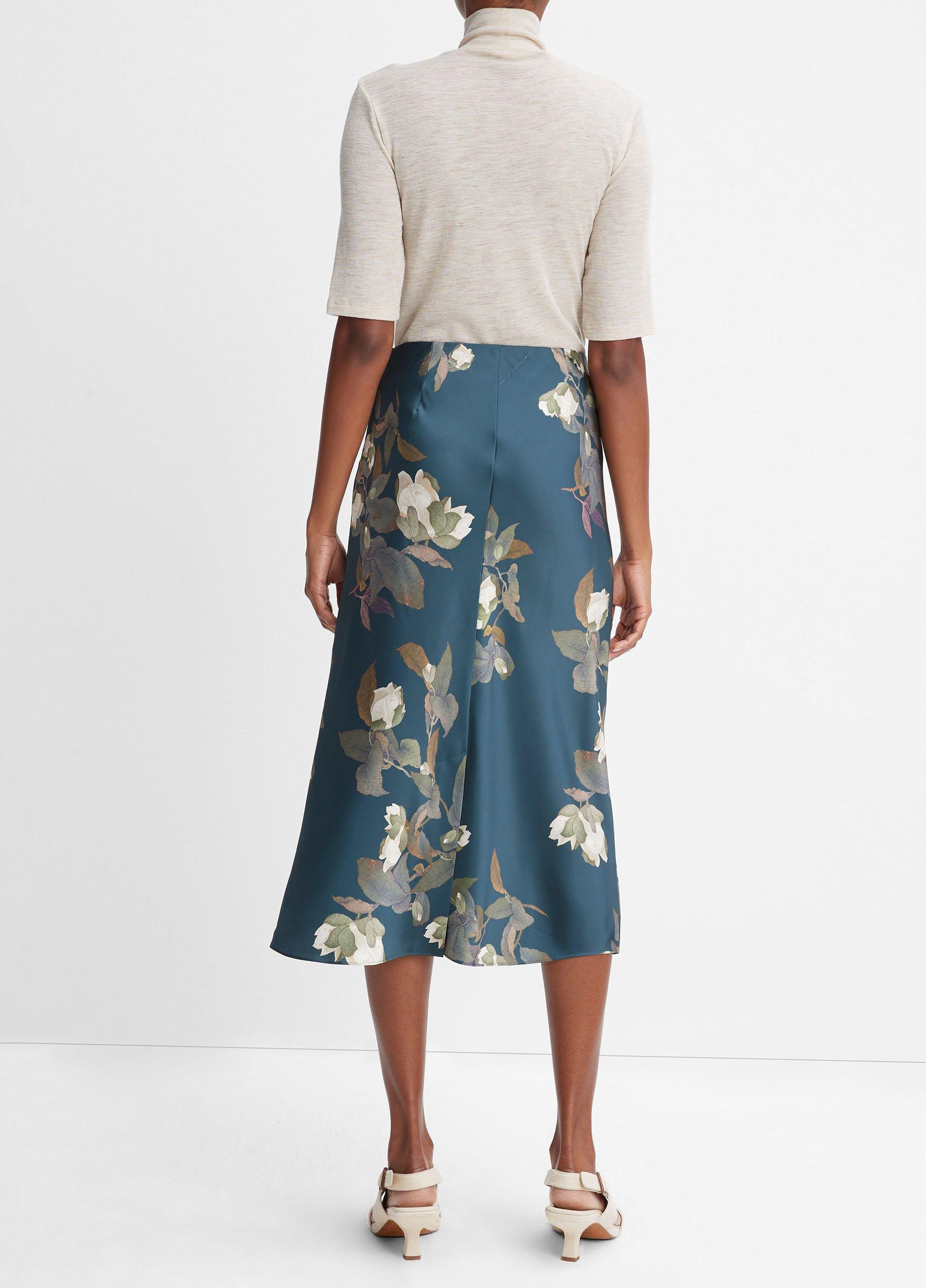 Vince silk 2025 satin midi skirt