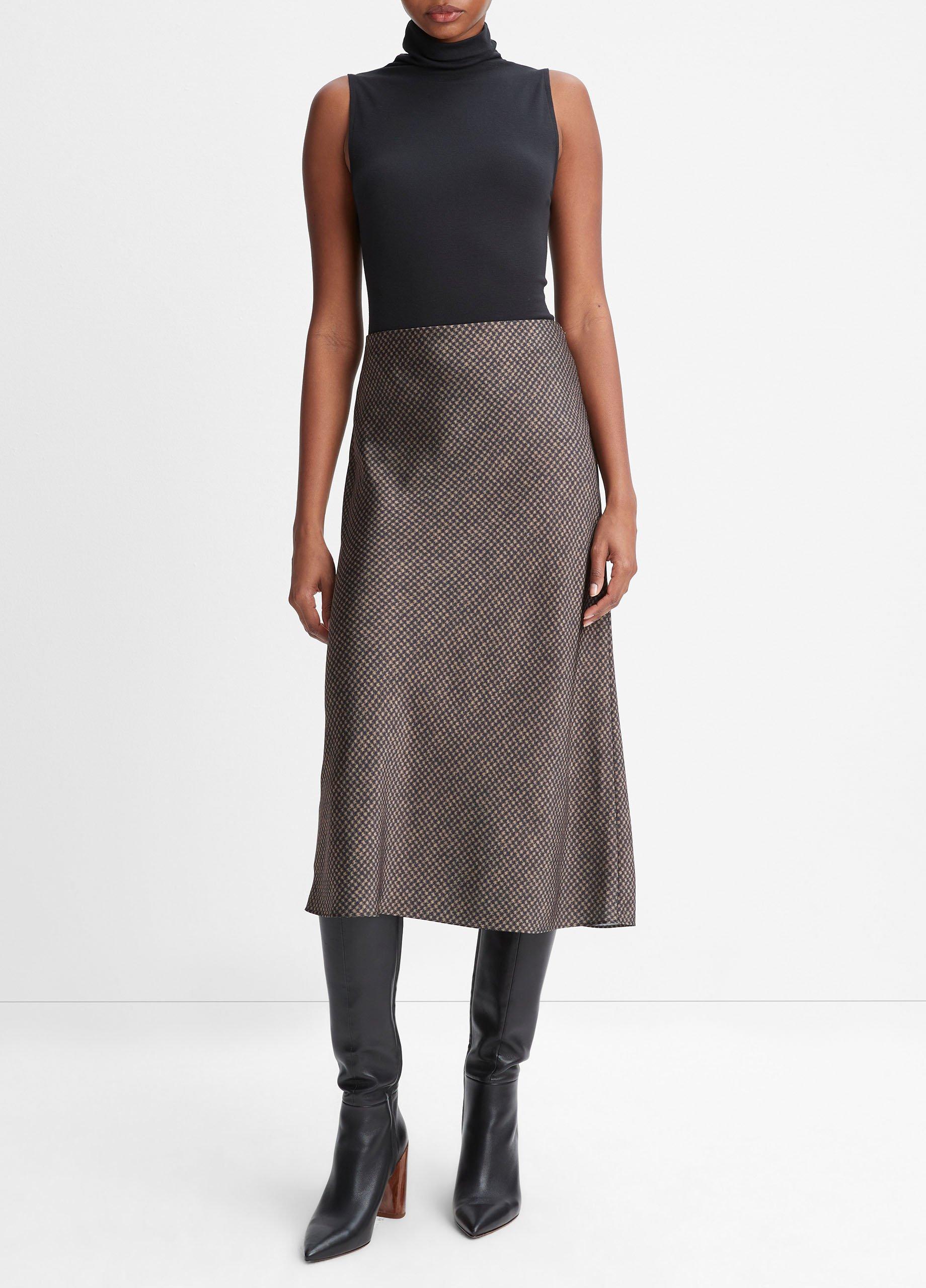 Houndstooth Bias Slip Skirt image number 0