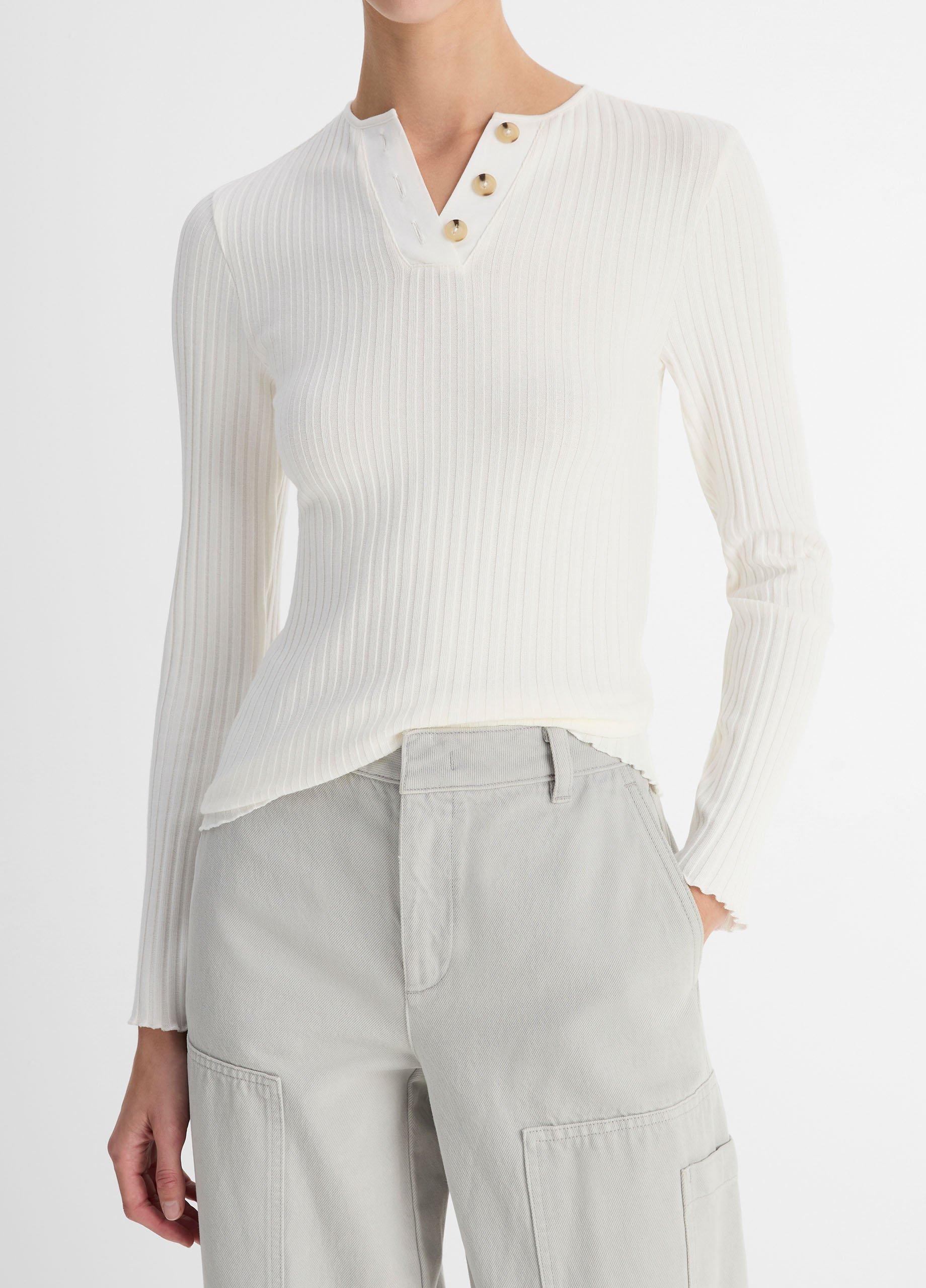 【NOICE】 COTTON RIBBED LONG SLEEVES HENLEY NECK /追跡付 COTTON RIBBED LONG SLEEVES HENLEY NECK - NAVY - NOICE