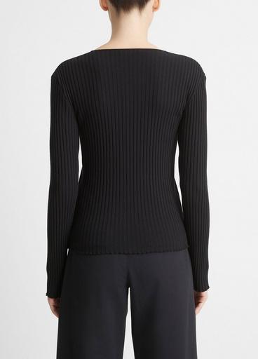 Ribbed Long-Sleeve Henley in Long Sleeve | Vince