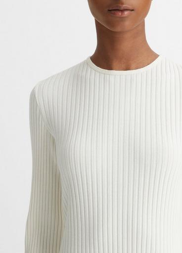 Ribbed Long-Sleeve Crew Neck Dress in Dresses