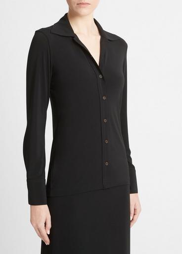 Slim Long-Sleeve Button-Front Shirt image number 2