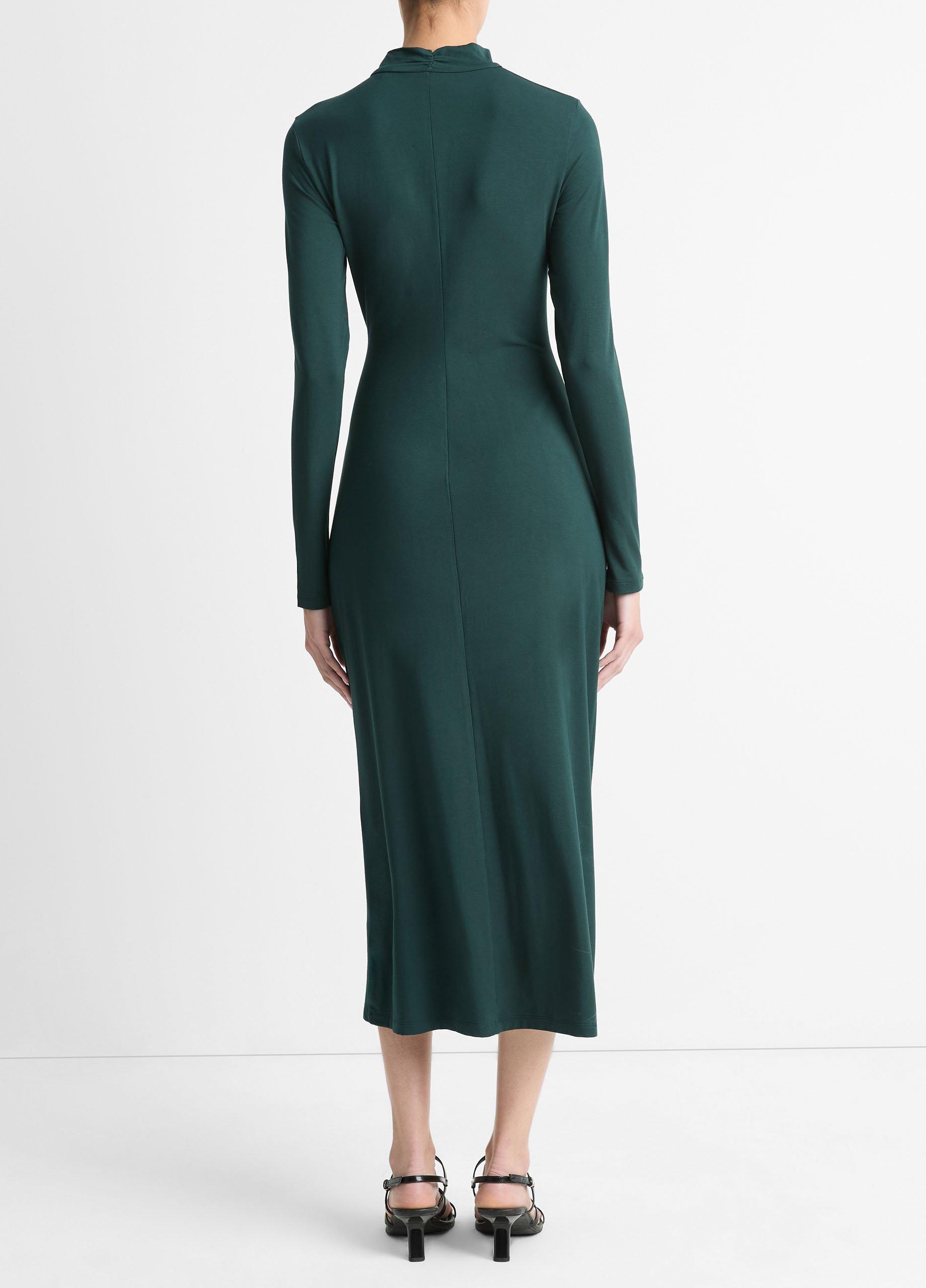 Ruched Long-Sleeve Turtleneck Dress in Dresses & Skirts | Vince