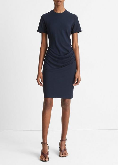 Ruched Short-Sleeve Dress
