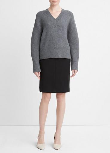 Wool and Cashmere Drop-Shoulder V-Neck Pullover image number 0