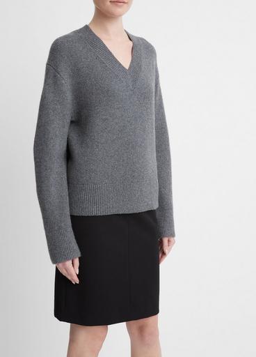 Wool and Cashmere Drop-Shoulder V-Neck Pullover image number 2