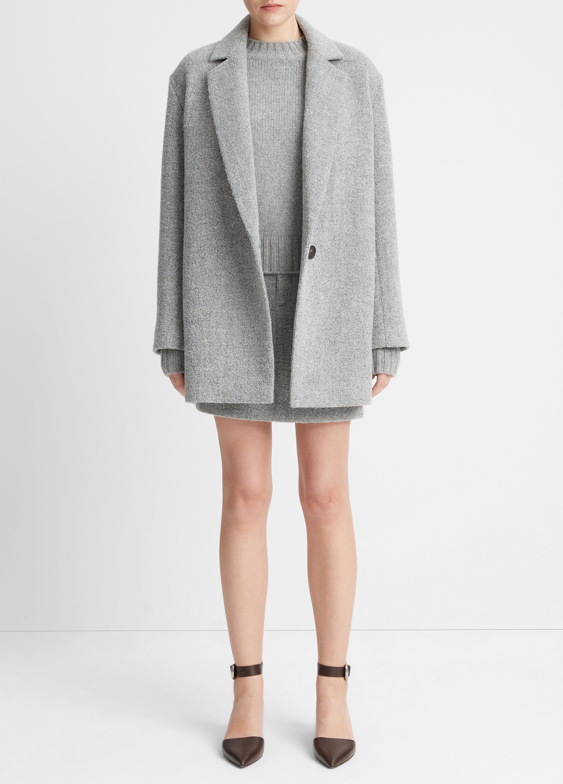 빈스 Vince Pebble-Textured Blazer Coat,SILVER DUST