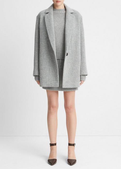 Pebble-Textured Blazer Coat