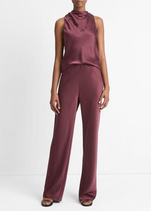 High-Waist Fluid Satin Bias Pant