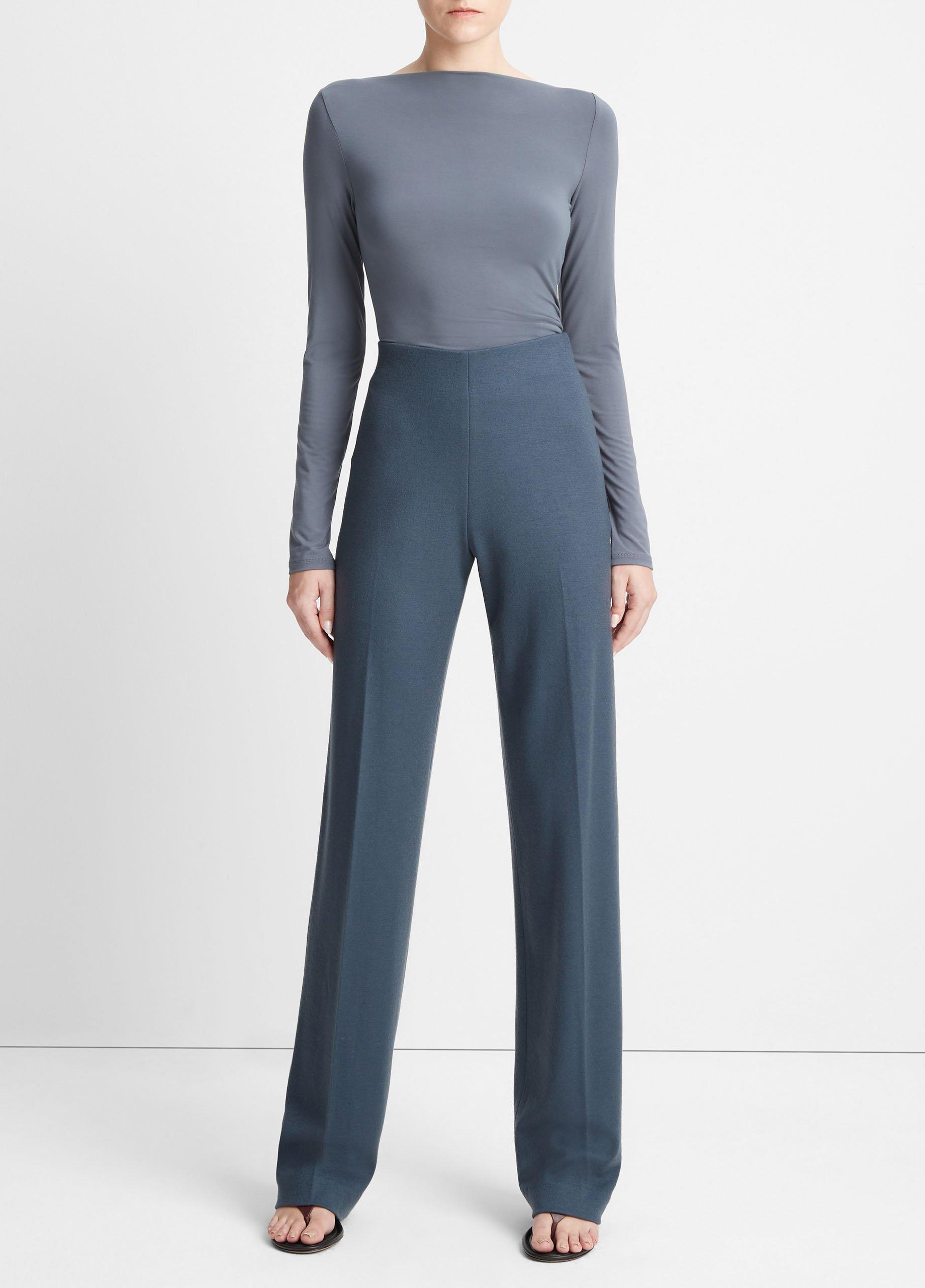 High-Rise Cozy Wool-Blend Wide-Leg Pant in Pants & Shorts | Vince