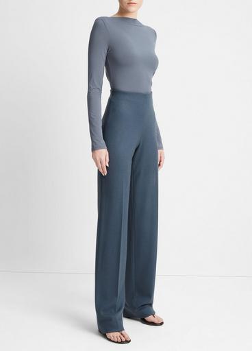 High-Rise Cozy Wool-Blend Wide-Leg Pant in Pants & Shorts | Vince