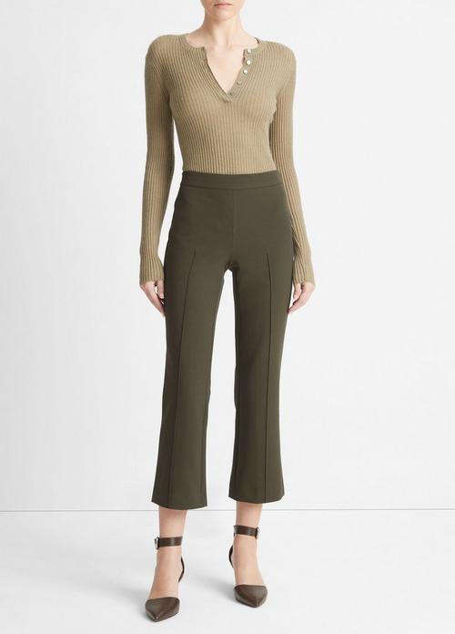 Mid-Rise Pintuck Crop Flare Pant