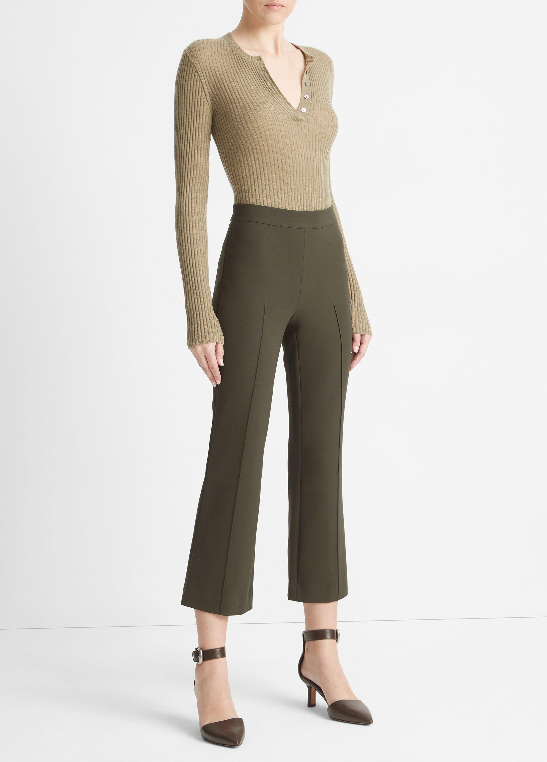 Mid-Rise Pintuck Crop Flare Pant