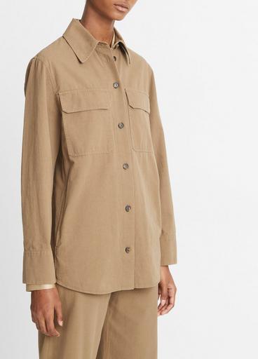 Washed Cotton Shirt Jacket in Jackets & Outerwear | Vince