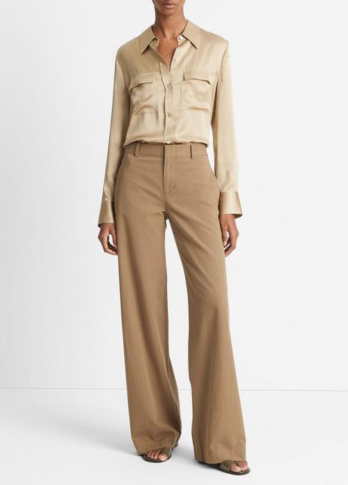 Cotton Hemp Stretch Wide-Leg Pant