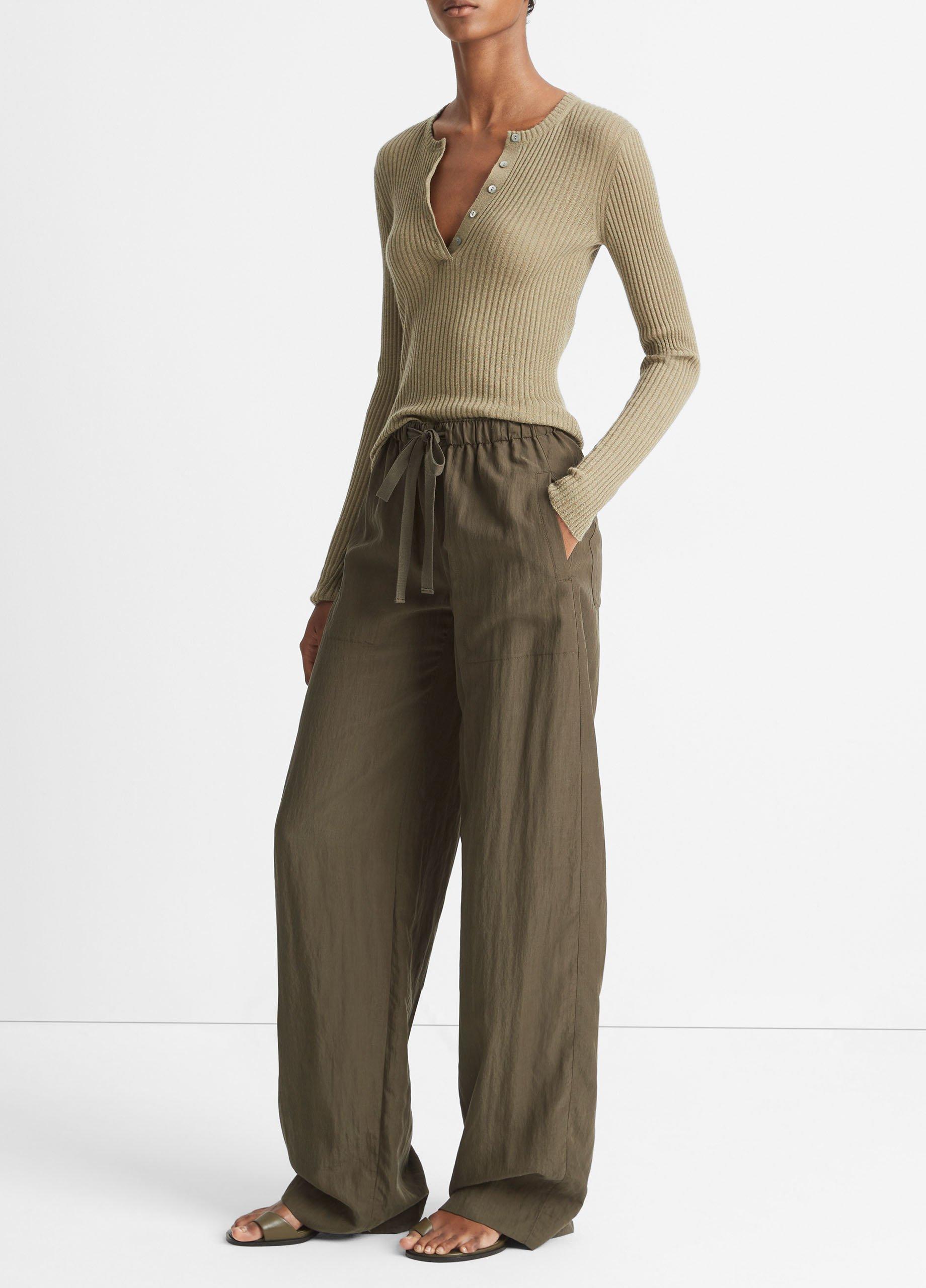 Mid-Rise Utility Drawstring Pant in Wide Leg