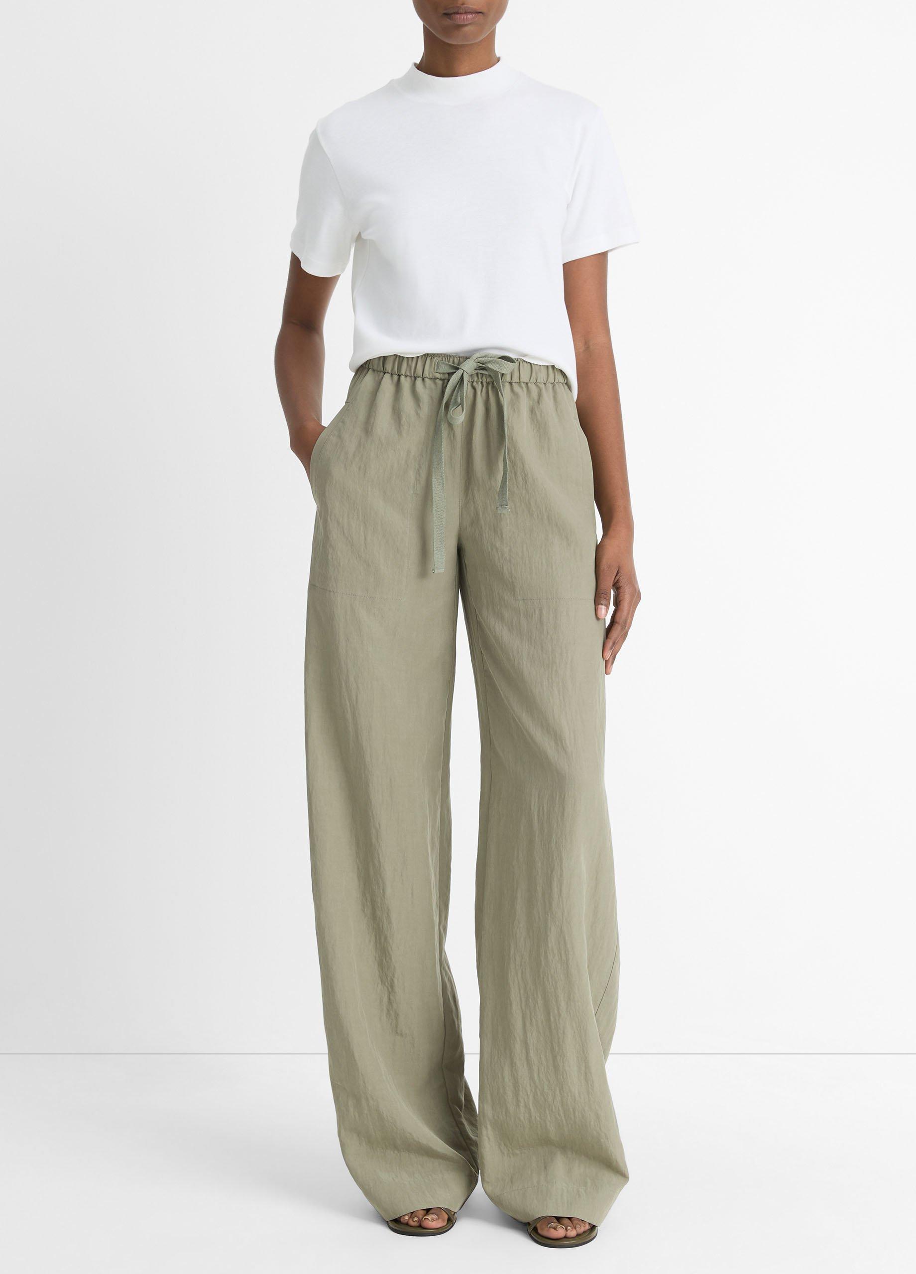 Women's Mid-Rise Utility Drawstring Pant, Smoky Moss, Size L Vince