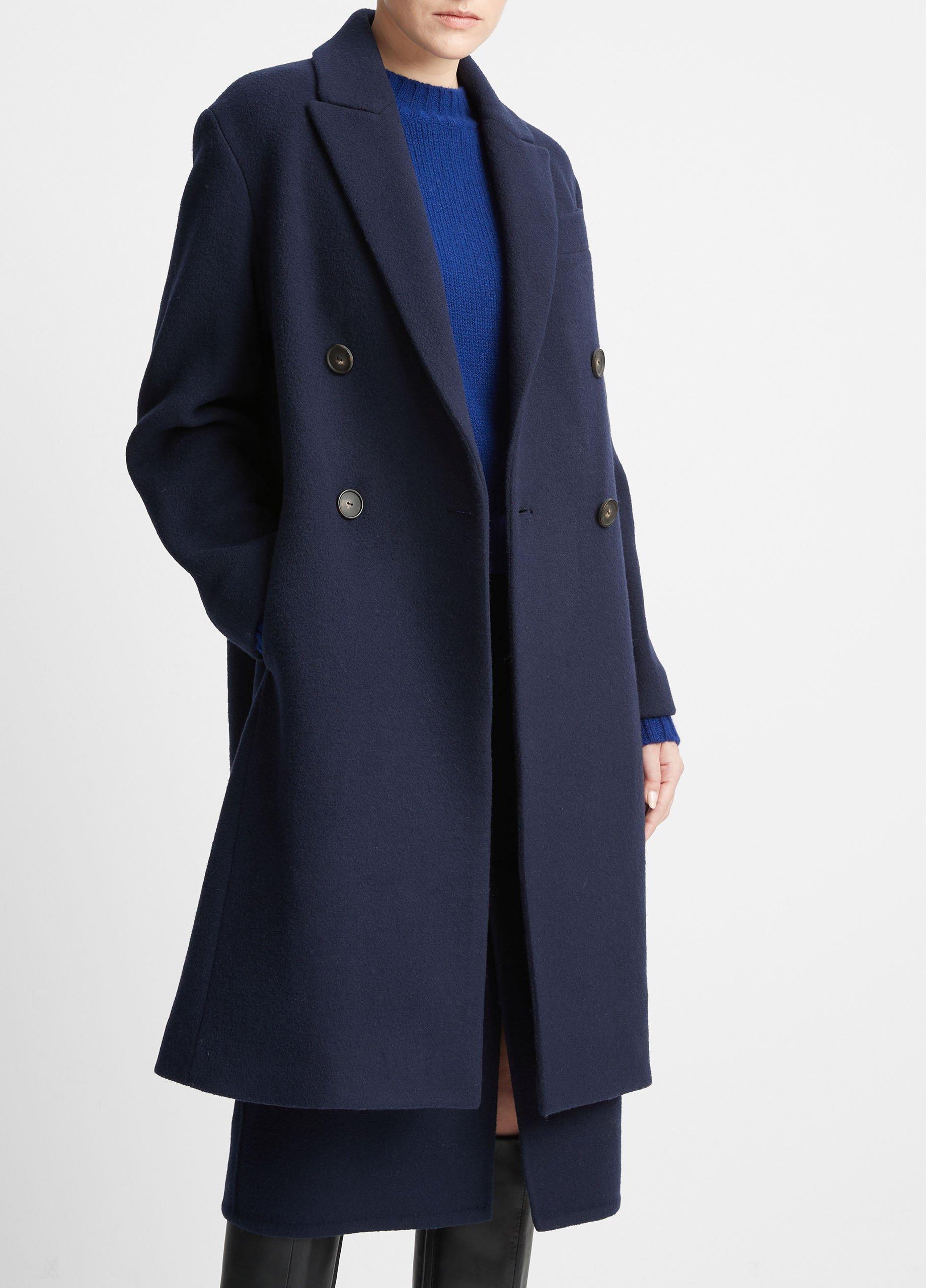 Brushed Wool-Blend Double-Breasted Coat in Jackets & Outerwear