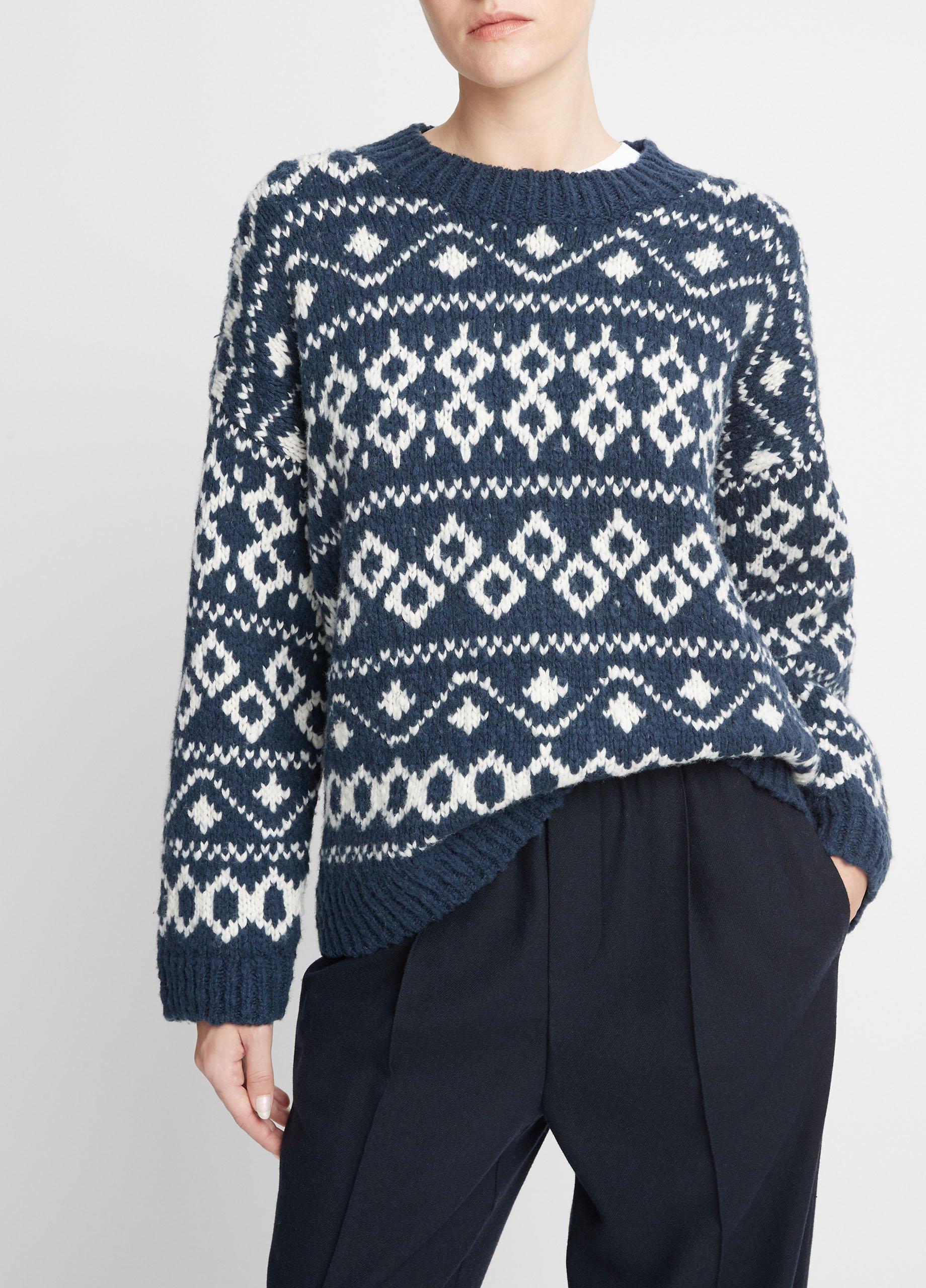 Nordic Fair Isle Crew Neck Sweater in Crew Neck | Vince