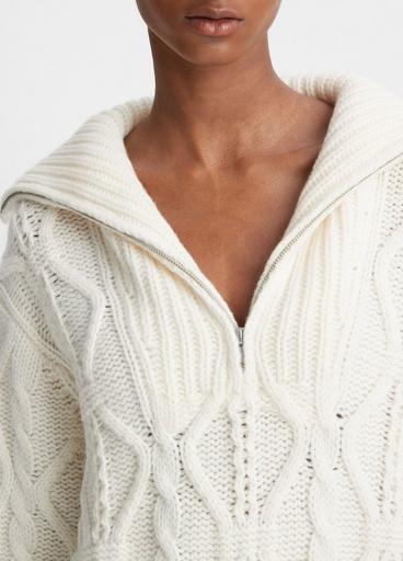 Wool Cable Half-Zip Pullover in Sweaters | Vince