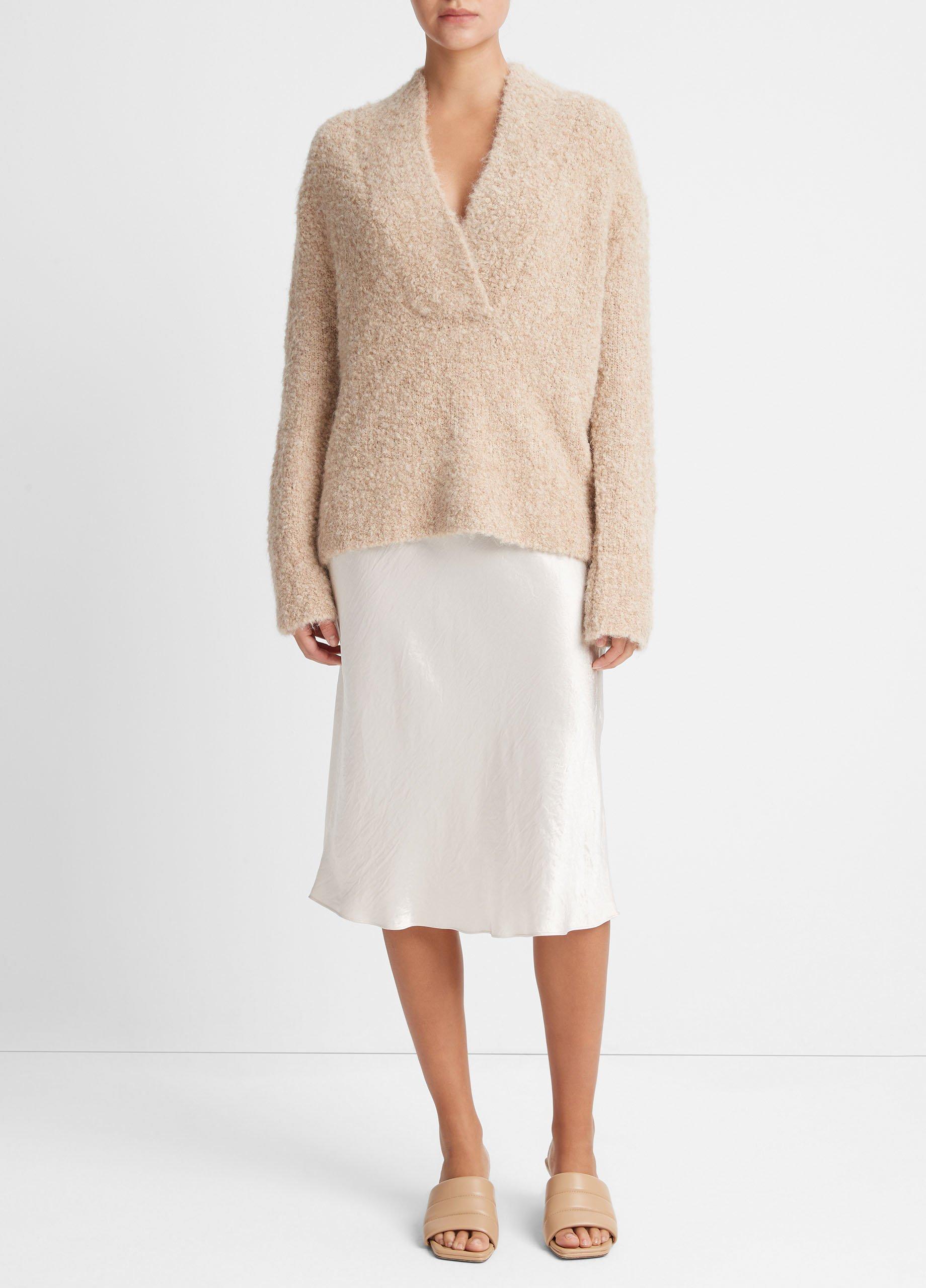 빈스 Vince Crimped Shawl Sweater,HEATHER CHAMPAGNE