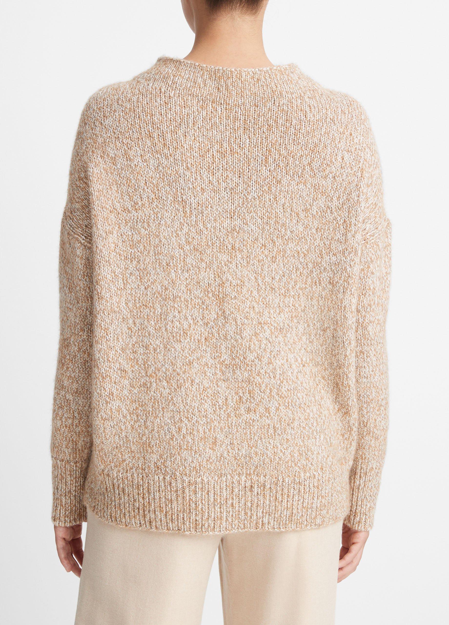 Tweed-Effect Wool-Blend Funnel Neck Sweater in Sweaters | Vince